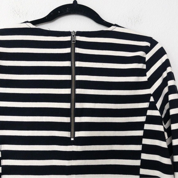 J Crew Sailor Side Seam Striped Top M Black Quarter Sleeve Heavyweight Cotton - Picture 6 of 6